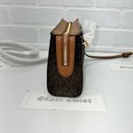 Michael Kors Brown Acorn Valerie Medium Logo Crossbody Clutch Purse Photo 3