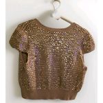 BCBGMAXAZRIA ​ Gold Sequin Bolero Shrug Cap Sleeve 100% Silk M Photo 2