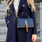 ZARA Double-Breasted Navy wool mid long Coat NWT Photo 0