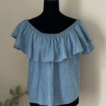 Girl Krazy ‎ Chambray Off the Shoulder Top. Size XS Photo 0