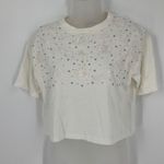 J.Crew  Cropped T-Shirt With Crochet Floral beaded Appliqués NWT Size XS Photo 10