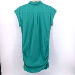 Sara Roka Teal Ruched Collared Button Up Mini Dress Medium Italy Designer Luxury Green Photo 7