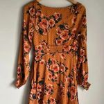 Free People NEW Morning Light Golden Yellow Print Long Sleeve Mini Dress Photo 3