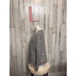 Karen Scott Sport Gray Waffle Knit Long Sleeve Shirt | Pink Stripe Textured Top Photo 4