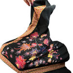 Rose + Olive Kimono Top Womens M Black Floral Dolman Relaxed Artisan Boho Chic Size M Photo 2