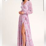 Lulu’s My Whole Heart Lavender Floral Print Long Sleeve Wrap Dress Size Small Purple Photo 1