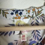 Fig And Flower Dress Womens Medium White Floral Paisley Boho Rayon 3/4 Sleeve Photo 4