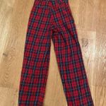 Beginning Boutique  Tiger Laced Up Pants in Red Plaid Photo 4