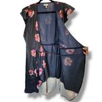 Joie  Miltona Navy Floral Satin Wrap Midi Dress – Small Photo 8