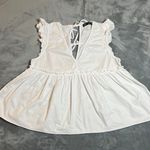ZARA  Deep V-Neck Sleeveless Baby Doll Blouse Sz M Ruffle Cotton Cottagecore Boho Photo 1