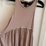 POL  Womens Taupe  Babydoll Tank Top Cream Crochet Lace Detail Size Medium Photo 2