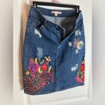 Anthropologie Gardener’s Denim Embellished Skirt Cecilia Prada SP Appliqué Rose Photo 6