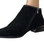 Black Suede Zip Side Silver Slant Heel With Bow Booties Womens 42 or US 8.5 Photo 4