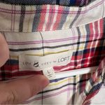 Lou & grey Faux Wrap Plaid Top White Red Photo 10