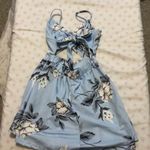 Baby blue flowery romper dress Photo 1