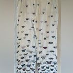 Butterfly 100% cotton pajama/lounge pants, drawstring waist, pockets: size M White Size M Photo 0