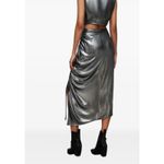 ALLSAINTS NWT ALL SAINTS Carla Metallic Silver Midi Skirt Asymmetric Hem Women's US 12 Photo 1
