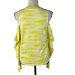 INC  Earth Small Top Long Sleeve Stretch Tie-Dye Crew Neck Cutout Shoulder Yellow Photo 3