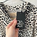 Chaser  Black White Cheetah Print Zip Up Hoodie Small Photo 3