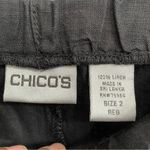 Chico's  Black Classic Large Pants 100% Linen Summer Resort Vacation Photo 3
