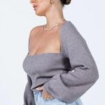 Princess Polly Eliza Gray Ribbed Wide Neck Knit Sweater M/L Photo 3