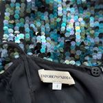 Emporio Armani Vintage Silk Sequin Dress Blue Green Black Asymmetric Size 8 Photo 7