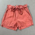 THREAD SUPPLY Paperbag Waist Shorts XS Womens Brick Dust Tencel Lyocell Tie Belt Pink Photo 0