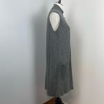 Worth Gray Wool & Leather Sleeveless Open Front Cardigan Duster Vest Small Photo 2