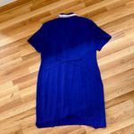 Vintage Dawn Joy II Blue Dress Sz 18 White Collar Gold Buttons 80s Secretary XL Photo 3