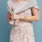 Anthropologie Skye Pencil Skirt Floral Print Faux Suede Ruffle Purple Size US 2 Photo 0