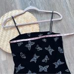 Vintage Y2K velvet butterfly‎ embroidered spaghetti strap mini dress Black Photo 2