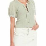 Free People FINAL PRICE FP One Hayden Thermal Waffle Knit Puff Sleeve Lace-Up Photo 0