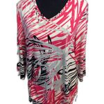 Chico's  Size Large (2 Chico size) Stretch Pink Black Tunic Womens Photo 0