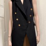 Joie  Black Long Line Double Breast Casual Vest Size L Photo 0