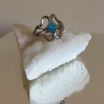 Vintage Blue Green Turquoise Stone Diamond Design Swirl Statement Ring Photo 2