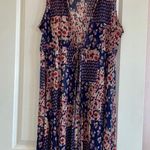 Siren Lily Women Sheer Maxi Komono Dress Blue w/ Pink Flowers & Front Tie Sz 1X Photo 5