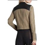 Free People Linen Faux Leather Moto Jacket Zipper Snaps Sz 12 Black Tan Women’s Photo 15