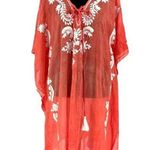 Debbie Katz South Beach Mystic Kaftan Sheer Embroidered Cover Up Orange XSmall N Red Size XS Photo 1