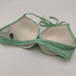 Aerie Green White Striped Brooke Halterneck Swimwear Top Size 36B Photo 2