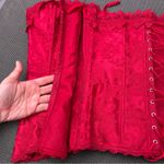 Frederick's of Hollywood Strapless Fredericks‎ Of Hollywood Corset Size 36 Lace Up Cincher Red Burlesque Photo 8