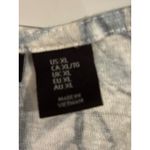 Tahari XL Linen T-Shirt Blue White Leaf Print Short Sleeve Casual Top Photo 3