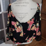 Torrid NWT  Womens Black Floral‎ Off Shoulder Band Bottom Blouse 0 Large 12 New Photo 1
