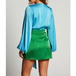 NEW THE DOLLS HOUSE Beaudelle Satin Bodysuit, Turquoise, XS Blue Photo 2