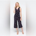 Kaileigh Navy Floral Print Sleeveless V Neck Wide Leg Jumpsuit Women's Size XXL Photo 4