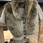 Bisou Bisou BISOU Faux Fur Vest with Knit Sleeves Photo 0