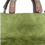 Relic  Green Suede Brown Leather Floral Handle Crossbody Bag SKU 7056 Photo 2