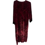 Natori  Velvet Floral Red Roses Dress Women's Size M Medium Long Sleeve *read/see Photo 3