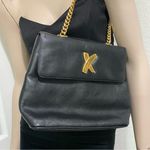 Vintage PALOMA PICASSO Italian Black Leather Gold Chain Shoulder Bag Photo 0