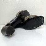 Closed Leather Ruched Mules 3” Block Heel Open Toe Sandals Size 41 EUC Green Photo 4