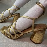 Sam Edelman  Daffodil Sandal Heels  Gold Strappy Metallic Size 7 Photo 2